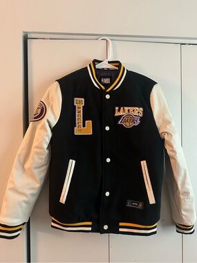 NBA Los Angeles Lakers Black, White & Yellow Varsity Jacket